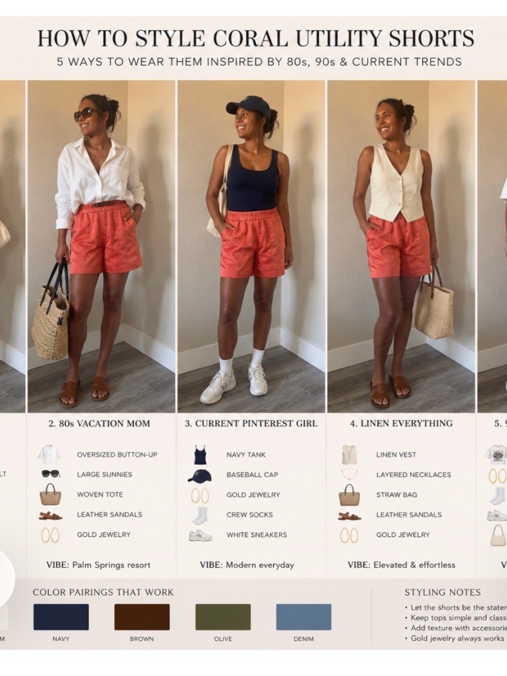 Coral Utility Shorts - Casual Women's Summer Shorts